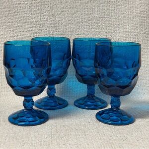 Set of (4) Viking 70’s Georgian Bluenique water goblets.